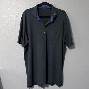 Greyson Polo Mens XL Black/Blue Golf Performance Wolf Head Pima Cotton Blend.